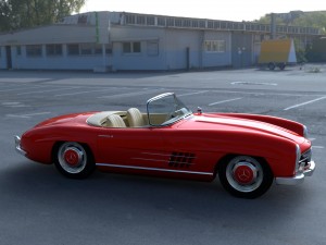 fully modelled mercedes 300sl roadster red hdri Model 3D