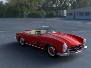fully modelled mercedes 300sl roadster red hdri Model 3D