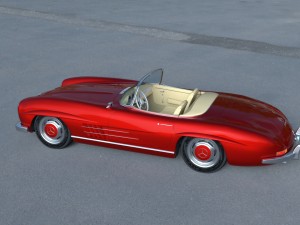 fully modelled mercedes 300sl roadster red hdri Model 3D