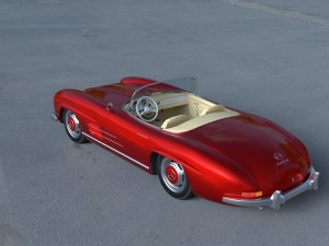 fully modelled mercedes 300sl roadster red hdri Model 3D
