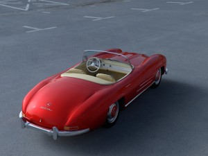 fully modelled mercedes 300sl roadster red hdri Model 3D