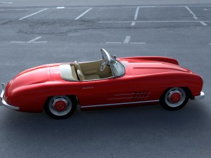 fully modelled mercedes 300sl roadster red hdri Model 3D