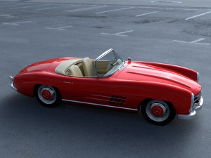 fully modelled mercedes 300sl roadster red hdri Model 3D