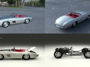 mercedes 300sl roadster enti&egrave;rement mod&eacute;lis&eacute; argent hdri Modèle 3D