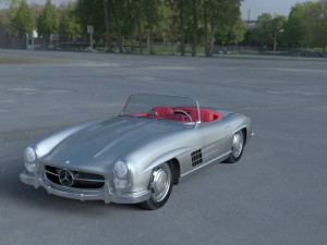 fully modelled mercedes 300sl roadster silver hdri 3D Model