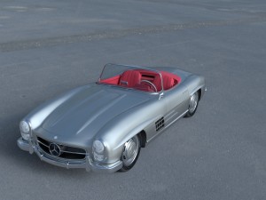 fully modelled mercedes 300sl roadster silver hdri 3D Model