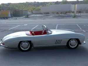 fully modelled mercedes 300sl roadster silver hdri 3D Model