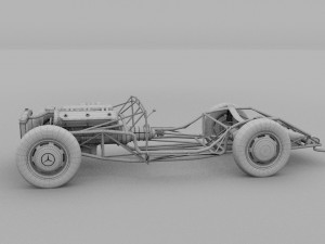 fully modelled mercedes 300sl roadster silver hdri 3D Model