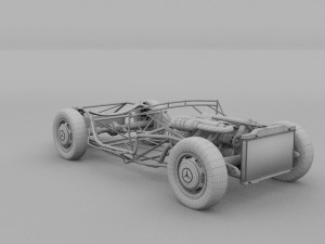 fully modelled mercedes 300sl roadster silver hdri 3D Model