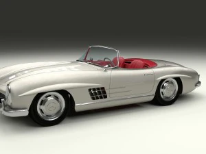fully modelled mercedes 300sl roadster silver hdri 3D Model