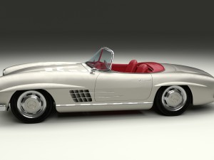 fully modelled mercedes 300sl roadster silver hdri 3D Model