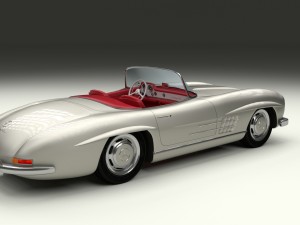 fully modelled mercedes 300sl roadster silver hdri 3D Model
