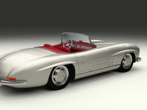 fully modelled mercedes 300sl roadster silver hdri 3D Model