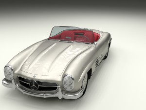 fully modelled mercedes 300sl roadster silver hdri 3D Model