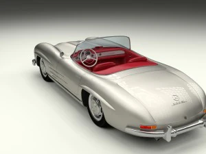 fully modelled mercedes 300sl roadster silver hdri 3D Model