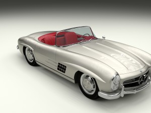 fully modelled mercedes 300sl roadster silver hdri 3D Model