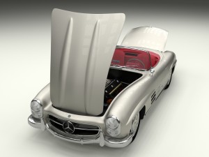 fully modelled mercedes 300sl roadster silver hdri 3D Model