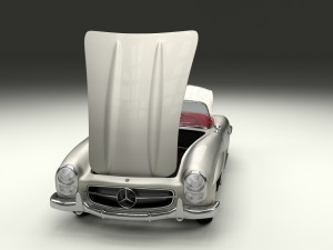 fully modelled mercedes 300sl roadster silver hdri 3D Model