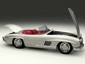 fully modelled mercedes 300sl roadster silver hdri 3D Model