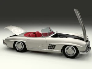 fully modelled mercedes 300sl roadster silver hdri 3D Model