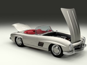 fully modelled mercedes 300sl roadster silver hdri 3D Model