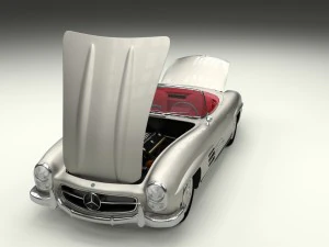fully modelled mercedes 300sl roadster silver hdri 3D Model