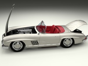 fully modelled mercedes 300sl roadster silver hdri 3D Model