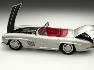 fully modelled mercedes 300sl roadster silver hdri 3D Model