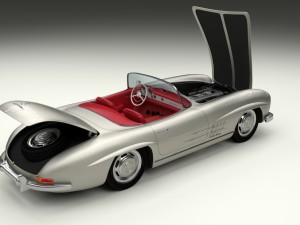 fully modelled mercedes 300sl roadster silver hdri 3D Model