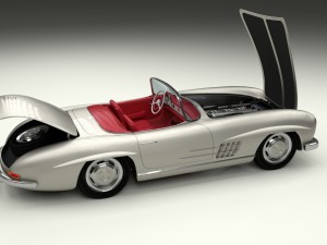 fully modelled mercedes 300sl roadster silver hdri 3D Model