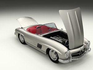 fully modelled mercedes 300sl roadster silver hdri 3D Model