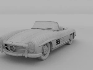 fully modelled mercedes 300sl roadster silver hdri 3D Model