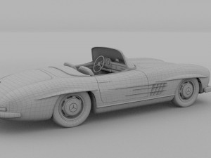 fully modelled mercedes 300sl roadster silver hdri 3D Model
