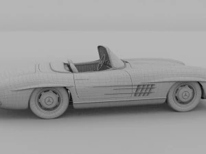 fully modelled mercedes 300sl roadster silver hdri 3D Model