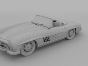 fully modelled mercedes 300sl roadster silver hdri 3D Model