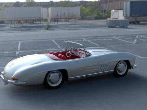 fully modelled mercedes 300sl roadster silver hdri 3D Model