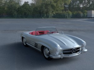 fully modelled mercedes 300sl roadster silver hdri 3D Model