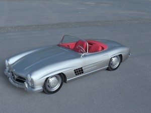 fully modelled mercedes 300sl roadster silver hdri 3D Model