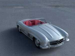 fully modelled mercedes 300sl roadster silver hdri 3D Model