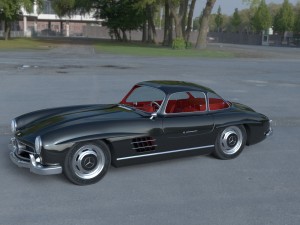 rigged mercedes 300sl gullwing with interior hdri 3D Model