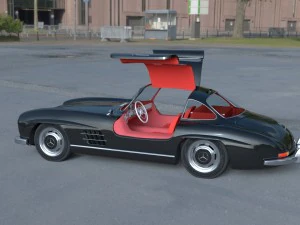rigged mercedes 300sl gullwing with interior hdri 3D Model