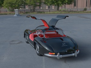 rigged mercedes 300sl gullwing with interior hdri 3D 模型