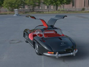 rigged mercedes 300sl gullwing with interior hdri 3D Model