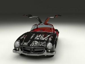 rigged mercedes 300sl gullwing with interior hdri 3D 模型