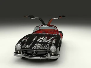 rigged mercedes 300sl gullwing with interior hdri 3D Model