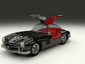 rigged mercedes 300sl gullwing with interior hdri 3D 模型