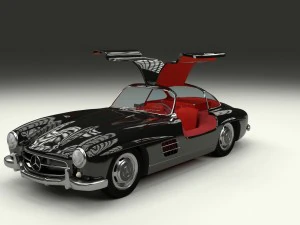 rigged mercedes 300sl gullwing with interior hdri 3D Model