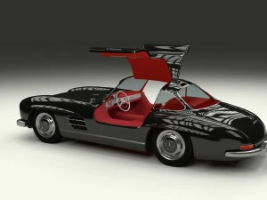 rigged mercedes 300sl gullwing with interior hdri 3D Model