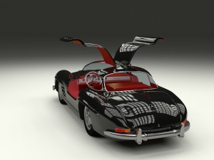 rigged mercedes 300sl gullwing with interior hdri 3D 模型