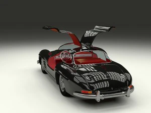 rigged mercedes 300sl gullwing with interior hdri 3D Model